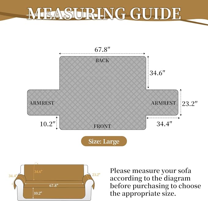 Velvet 100% Waterproof Couch Cover for Dogs Washable Sofa Covers for 3 Cushion Couch Pet Friendly Sofa Slipcovers Set Non Slip Quilted Furniture Protector with Pockets (Large, Ivory) - Image 4