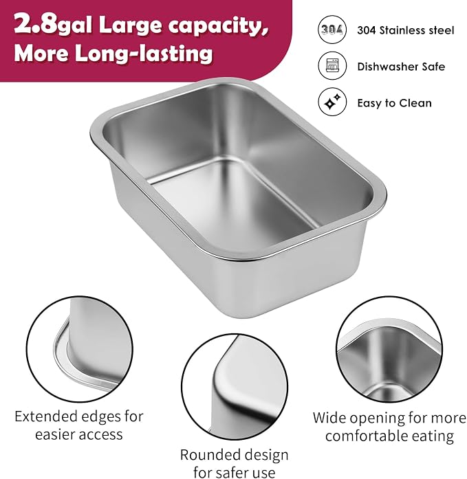 2.8 Gallon Elevated Large Dog Water Bowl with Mat, 4 Height Adjustable 10.4-15.2", Raised Dog Water Bowl Stand for Large Breed - Image 4
