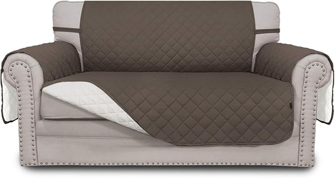 Easy-Going Reversible Couch Cover, 2 Cushion Sofa, Loveseat, Taupe/Ivory | Machine Washable Slipcover For Dogs, Water Resistant Furniture Mat For Living Room, Non-Slip Sofa Cover, Pet Friendly by Easy-Going