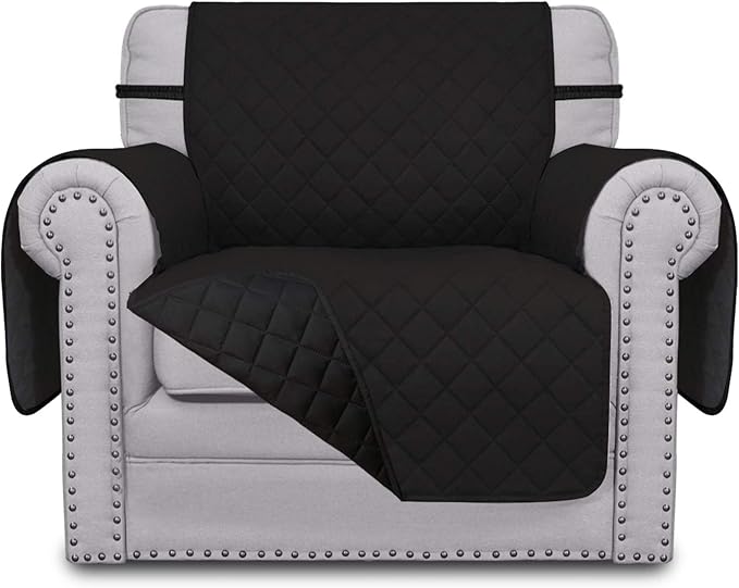 Easy-Going Chair Sofa Slipcover Reversible Sofa Cover Water Resistant Couch Cover Furniture Protector Cover with Elastic Straps for Pets Kids Children Dog Cat (Chair, Black/Black) | Machine Washable Slipcover For Dogs, Water Resistant Furniture Mat For... by Easy-Going