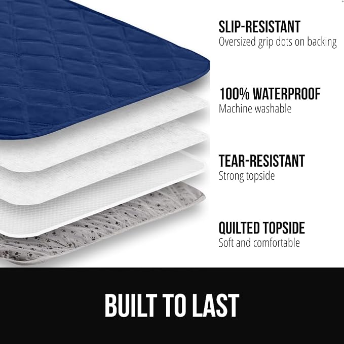 GORILLA GRIP® Waterproof Dog Blanket, Couch Cover for Dogs, 40x50 Navy | Silicone Grip Backing, Washable, Leakproof, Protects Sofa, Sectional, Bed, Crate, Car and RV, Senior Pet Essential - Image 2