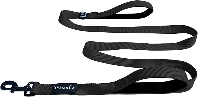 ShawnCo Dream Walk Dog Leash (Midnight,M/L 6FT w/ 2 Handles) | Soft Neoprene Handle, Premium, Durable, Nylon Pet Leash for Small, Medium and Large Dogs, For Everyday Walks and Training by SHAWNCO