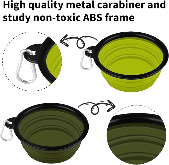 COOYOO Collapsible Dog Bowl,2 Pack Collapsible Dog Water Bowls for Cats Dogs,Portable Pet Feeding Watering Dish for Walking Parking Traveling with 2 Carabiners - Image 5
