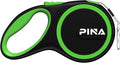 PINA Retractable Dog Leash, 10ft Dog Leash for Small Dogs Up to 33lbs, 360° Tangle-Free Strong Reflective Nylon Tape, with Anti-Slip Handle, One-Handed Brake, Lock - Black Green by PINA