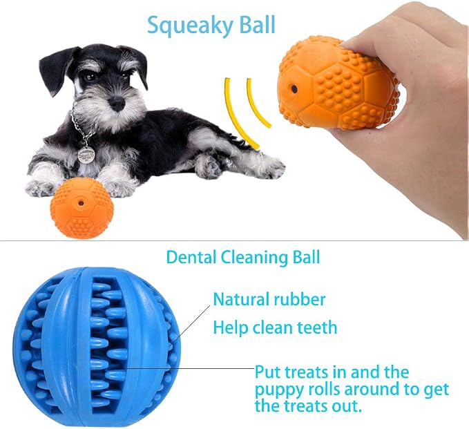 Volacopets Puppy Balls - Pack with Different Functions & Teething Toys for Small Dogs, Squeaky Dog Balls, Rubber Chew Toys for Enrichment - Image 4