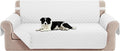Reversible 4 Seater Sofa Cover 91 Inch Large Couch Cover Furniture Protector(Sofa XX-Large,White/White | Couch Cover Furniture Protector with Foam Sticks Elastic Straps Furniture Protector for Pets Children Dog Cat by LuxshareHome