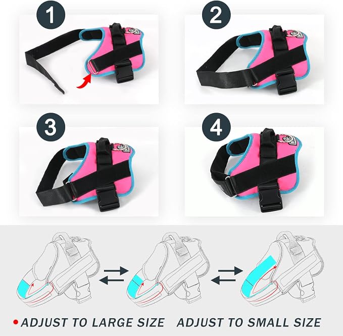 Dog Harness, No-Pull Reflective Dog Vest, Breathable Adjustable Pet Harness with Handle for Outdoor Walking - No More Pulling, Tugging or Choking Small (Pack of 1) RoseTurquoise - Image 3