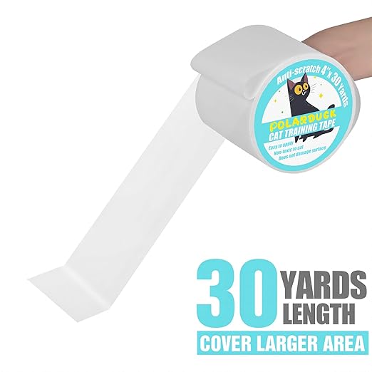 Polarduck Anti Cat Scratch Tape: 4 inches x 30 Yards Cat Training Tape 100% Transparent Clear Double Sided Cat Scratch Deterrent Tape Furniture Protector for Couch, Carpet, Doors, Pet & Kid Safe - Image 4