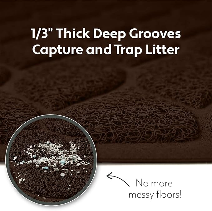 MIGHTY MONKEY Waterproof BPA Free Cat Litter Box Trapping Mat, Easy Clean Floors, Textured Backing, Soft on Sensitive Kitty Paws, Cats Accessories, Less Waste, Stays in Place, 24x17, Chocolate - Image 2