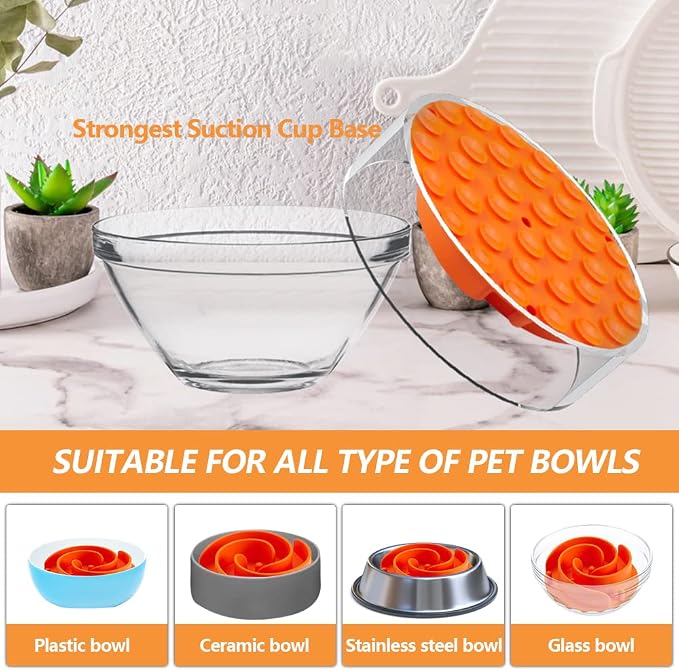 Slow Feeder Dog Bowls Insert, Animire Soft Silicone Slow Eating Dog Food Bowl for Small, Medium and Large Dogs, Compatible with Regular and Elevated Bowls - Image 6