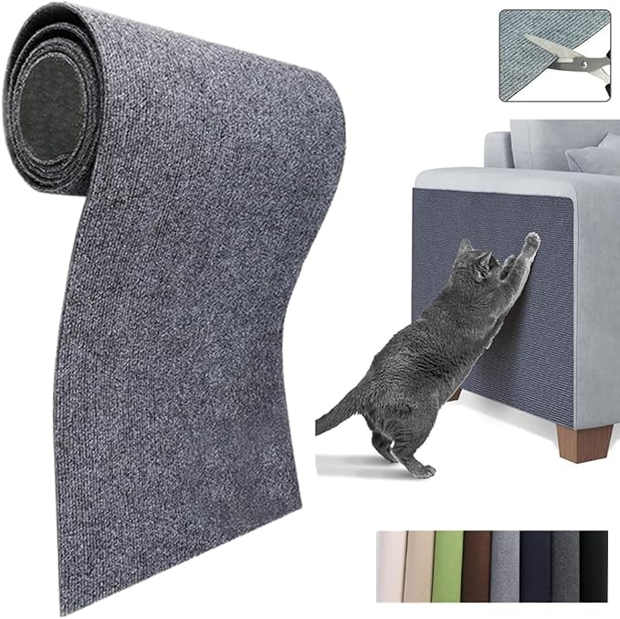 Cat Scratch Furniture Protector Mat DIY Cat Scratch Pad Self-Adhesive, Pet Scratching Post Cat Scratcher Carpet Anti Cat Scratch for Cat Tree/Door/Couch (Light Gray, 11.8 * 78 inch) by Bomeiqee