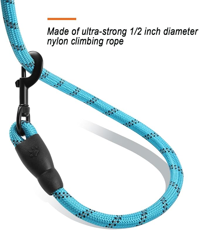 BARKBAY Dog Leashes for Large Dogs Heavy Duty Dog Leash 2 Pack 5 FT with Comfortable Padded Handle Highly Reflective Threads for Medium Large Dogs Walking Training Running (5FT-1/2,Blue+Black) - Image 4