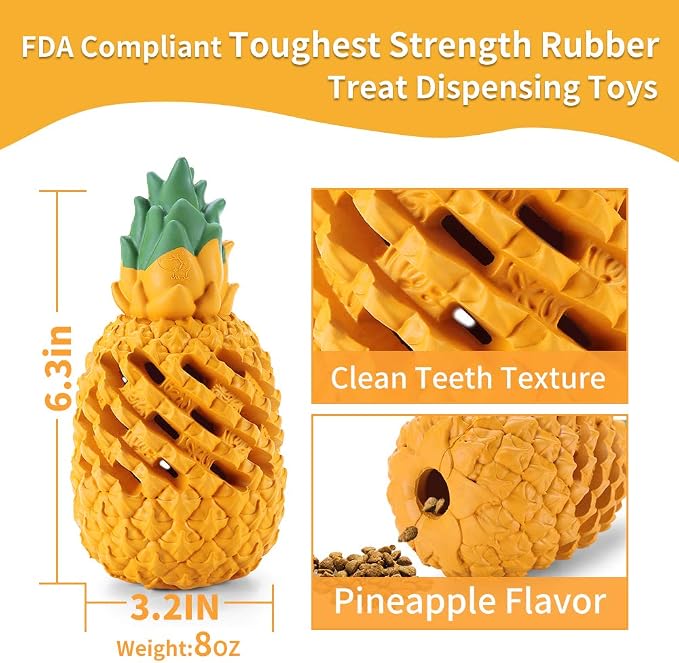 Pineapple Dog Toys for Large Dogs Puppy, Dog Chew Toys for Small Medium Dogs to Keep Them Busy, Interactive Dog Toys Tough Dog Puzzle Toys Treat Dispensing Durable Dog Dental Chew - Image 3