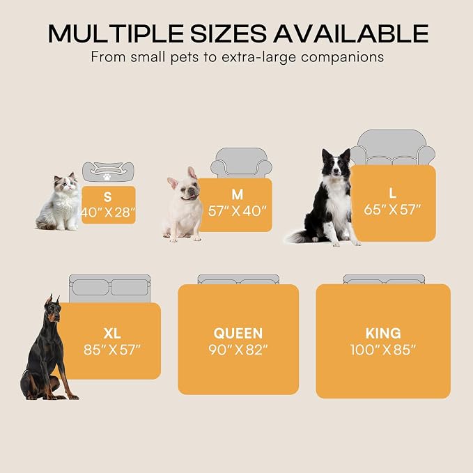Luciphia Waterproof Pet Blankets, Liquid Pee Proof Dog Blanket for Sofa Bed Couch, Reversible Sherpa Fleece Furniture Protector Cover for Small Medium Large Dogs Cats, Dark Beige King Size（100" x 85"） | waterproof pet blanket sherpa fleece reversible c... - Image 7