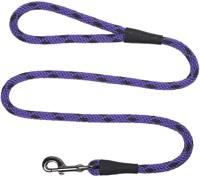 Mendota Pet Snap Leash - British-Style Braided Dog Lead, Made in The USA - Black Ice Raspberry, 3/8 in x 4 ft - for Small/Medium Breeds by MendotaPet
