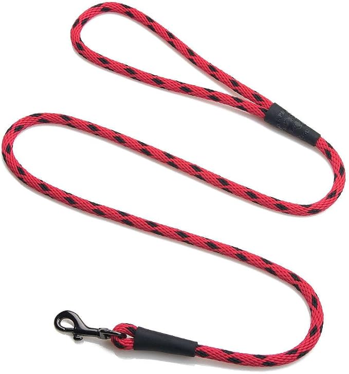 Mendota Pet Snap Leash - British-Style Braided Dog Lead, Made in The USA - Black Ice Red, 3/8 in x 6 ft - for Small/Medium Breeds by MendotaPet