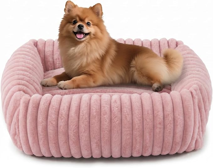 FURTIME Dog Bed for Small Medium Dog, Washable Orthopedic Pet Bed with Removable Cover, Rectangle Soft Calming Sleeping Puppy Bed Durable Pet Cuddler with Anti-Slip Bottom by FURTIME