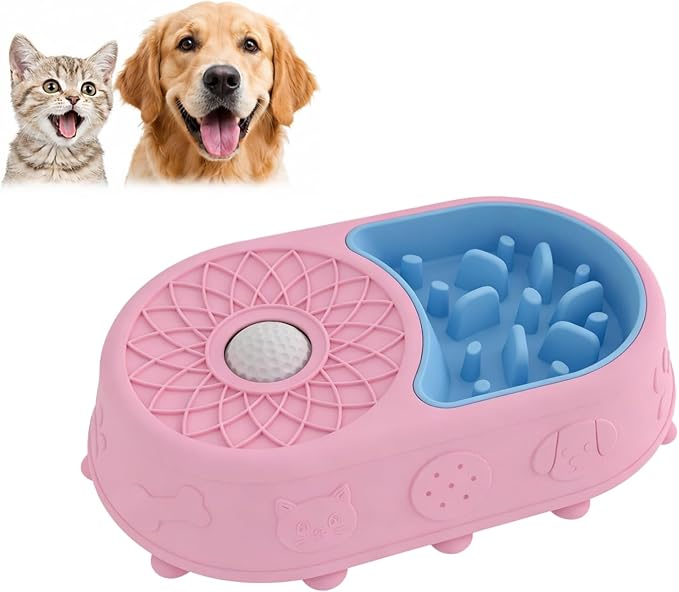Slow Feeder Dog Bowl with Lick Mat, 2 in 1 Silicone Feeding Bowl | Promotes Healthy Eating Habits and Engaging Mealtime Experience by Unknown