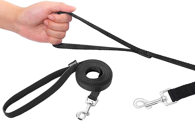 AMAGOOD 6 FT Puppy/Dog Leashes, Strong Traditional Style Leash with Easy to Use Collar Hook,Dog Lead Great for Small and Medium and Large (Black,5/8" x 6 Feet) - Image 2