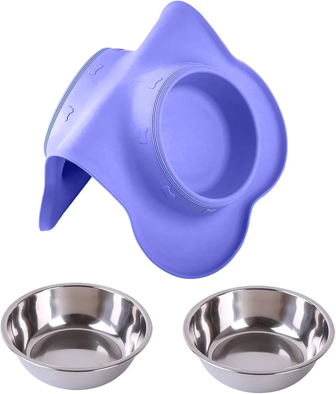 Hubulk Pet Dog Bowls 2 Stainless Steel Dog Bowl with No Spill Non-Skid Silicone Mat + Pet Food Scoop Water and Food Feeder Bowls for Feeding Small Medium Large Dogs Cats Puppies (Small, Purple) - Image 7
