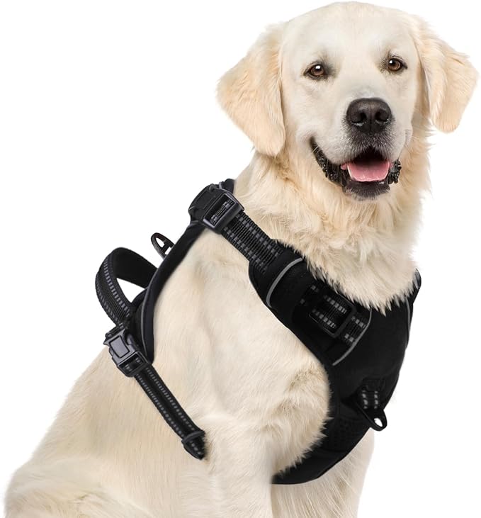PUPTECK No Pull Dog Harness for Large, Adjustable Reflective Dog Harness with Handle Easy Control, Comfortable Soft Padded Pet Vest Harness for Extra Large Dogs, Black XL by PUPTECK