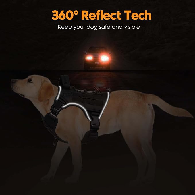 Heavy-Duty Tactical Dog Harness for Large Dogs, No Pull Adjustable Reflective Pet Vest with Molle System, K9 Military-Grade Control for Service Training, Outdoor & 10+ Breeds, Black, Medium - Image 5