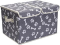 Large Dog Toys Storage Box Canvas Storage Basket Bin Organizer with Lid - Collapsible Linen Bin Ideal for Organizing Dog Cat Toys and pet Stuff-PP Boad-17" x 12" x 10" - Bone Claw by Brabtod
