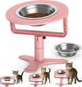 Raised Cat Bowls with Height-Adjustable Stand 15° Tilted Cat Food Bowls Non-Slip Feeder Adjusts to 2.4", 4.02",5.98" with Stainless Steel Bowls Whisker Friendly for Cats and Puppy (Pink) by PETVENTURE