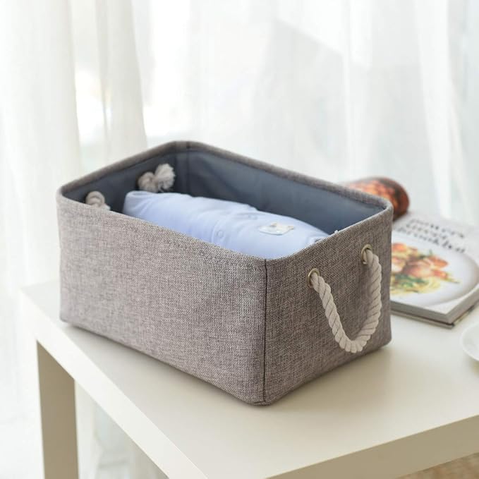 TheWarmHome Large Storage Bins Basket, 2 Pack Grey Fabric Storage Cubes for Changing Table Nursery Livingroom Kidsroom Playroom Toy, Collapsible Storage Baskets for organizing Shelves Closet - Image 7