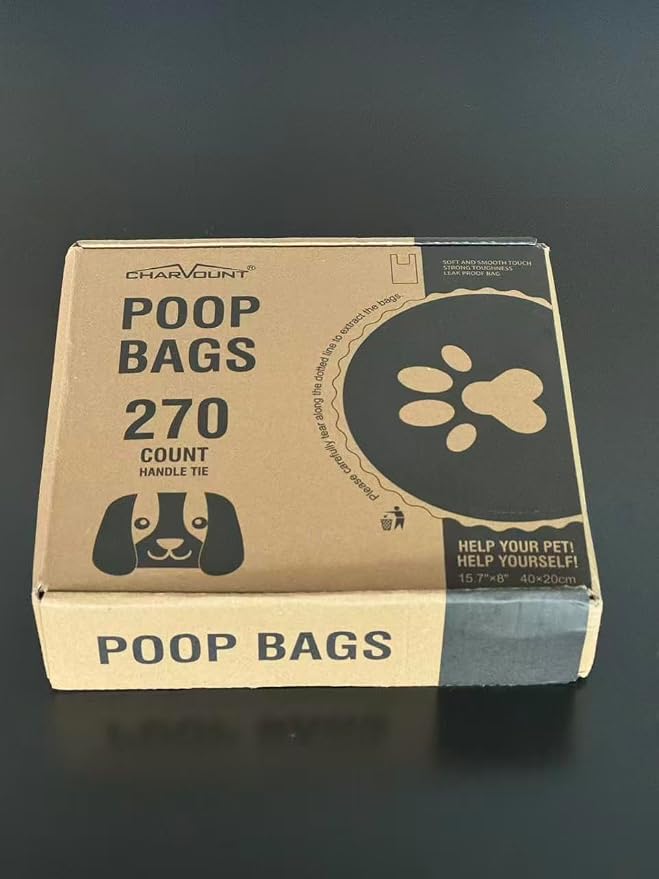 Charmount 270 Counts Unscented Dog Poop Bags Rolls with Handles | 16"x8"Extra Thick Pet Waste Bag, Leak Proof and Easy Tie, Cat Litter Bags, Pink - Image 2