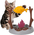 Cat Slow Feeder, Interactive Cat Puzzle Toy Treat Dispenser - BBQ Campfire Grill Design, Adjustable Rotating Fish Flame Mental Stimulation Food Dispensing Toy for Indoor Cats Kittens-Fat Fish by DFQ
