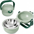 Travel Pet Bowl, Portable Dog and Cat Food & Water Bowl with Handle - Non-Slip, Easy to Clean, Made with Food Grade Plastic & 18/8 Stainless Steel for On-The-Go Pets (Sage Green) by Unknown