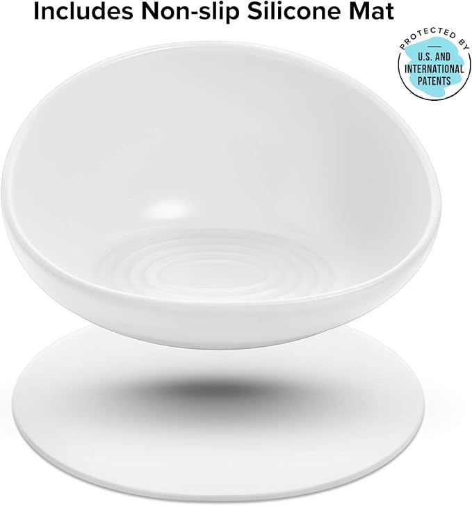 CatGuru Cat Food Bowl, Ceramic Bowls for Indoor Cats, No Spill Cat Feeding Bowl, Whisker Stress Free Kitten Bowls, Pet Bowls for Food and Water, Includes Silicone Non-Slip Mat (High-Low, White) - Image 4