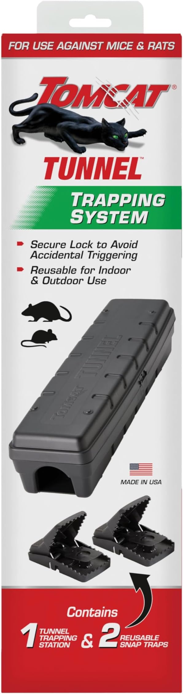Tomcat Tunnel Trapping System | Rat & Mice Traps - 1 Tunnel Station and 2 Reusable Snap Traps by Tomcat
