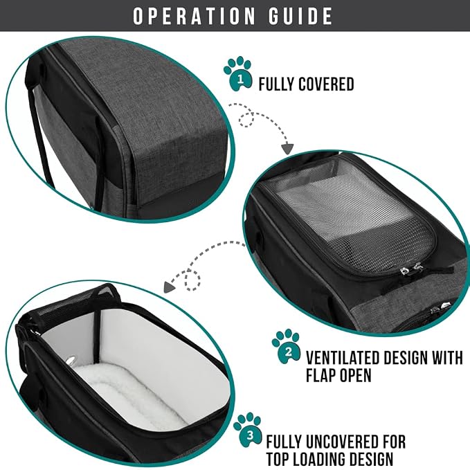 PetAmi Dog Purse Carrier for Small Dogs Cats, TSA Airline Approved Soft-Sided Pet Carrier with Pockets, Ventilated Travel Tote Bag with Bed & Shoulder Strap, Puppy Kitten, Max 12 lbs, Heather Charcoal - Image 5