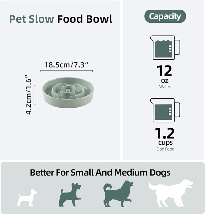 Havniva Dog Bowls Slow Feeder, Ceramic Slow Feeder Dog Bowls for Fast Eater | 1.2 Cups Dog Food Bowl Puzzle Feeder, Slow Feeding Bowls for Small & Medium Breed, Non-Slip Base, Anti-Choking - Image 2