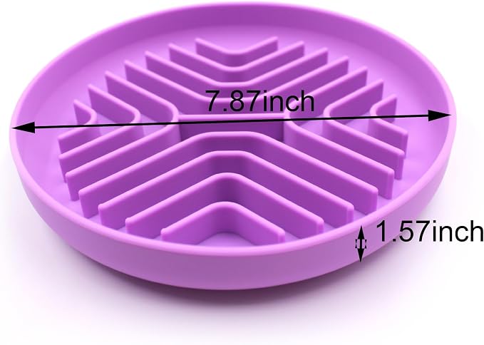 Slow Feeder Bowls for Dogs and Cats, 7.9inch Slow Down Bowl with Suction Cups, Puzzle Pet Bowls Non-Slip Design Dishwasher Microwave Safe (Purple) - Image 5