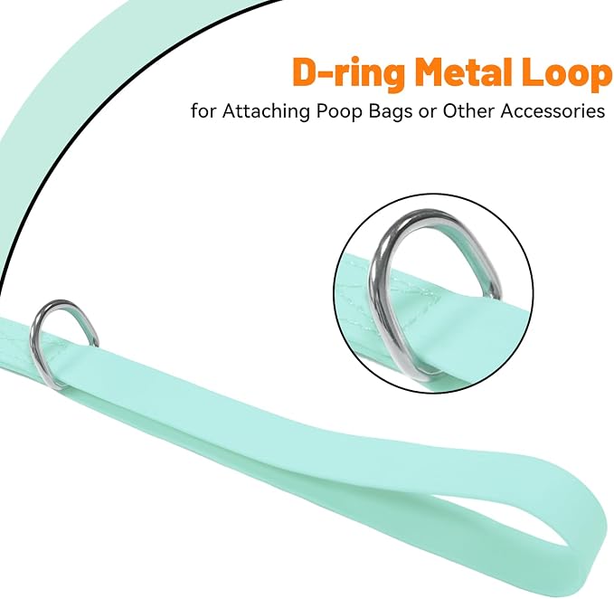 Waterproof Dog Leash, 5/6 FT Durable Odor-Proof Dog Leashes with Strong Metal Hooks Fits Small Medium or Large Dogs (Mint Green, 5FT - 3/4 inch Width) - Image 3