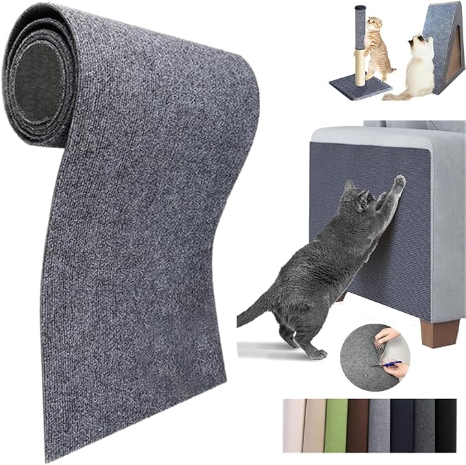 Cat Scratch Furniture Protector Mat DIY Cat Scratch Pad Self-Adhesive, Pet Scratching Post Cat Scratcher Carpet Anti Cat Scratch for Cat Tree/Door/Couch (Dark Gray, 11.8 * 23 inch) by Bomeiqee