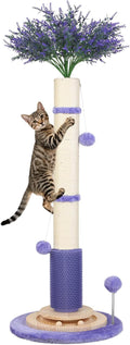 45" Tall Cat Scratching Post for Large,Heavy Duty Scratcher Tree | Solid Wood Base,3.5" Sisal Post,Hanging Ball Toy,Self-Grooming Brush,Interactive Ball Track,Stylish Decor for Any Home by COUNER