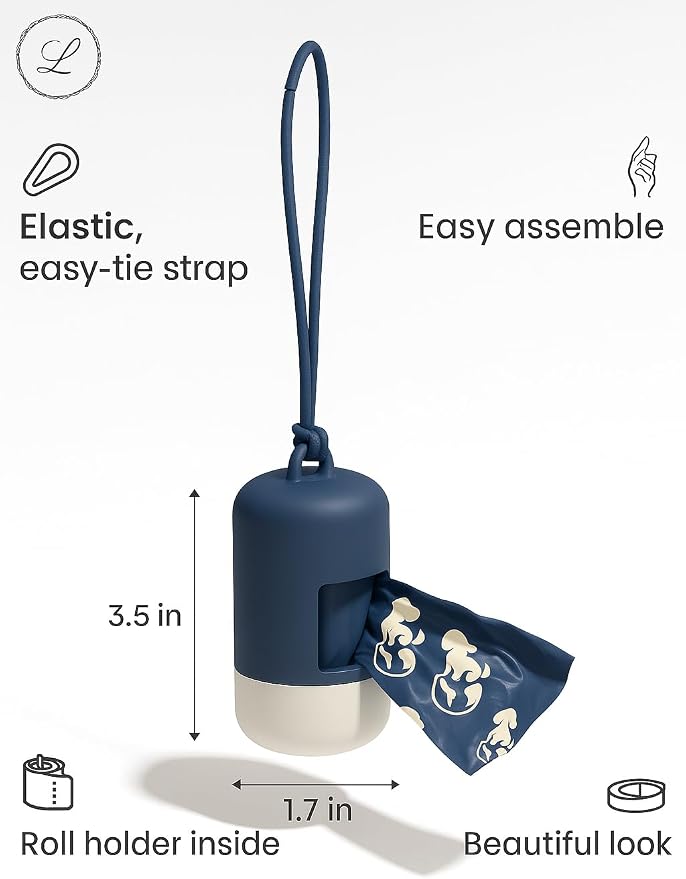 Dog Poop Bag Holder & Dispenser [2-Pack] +30 Extra-Thick Waste Bags | 2 Dog Waste Bags Dispensers + 30 Extra-thick Poop Baggies. Premium ABS Plastic. Soft-Touch Coating, Enlarged Dispense Opening - Image 2