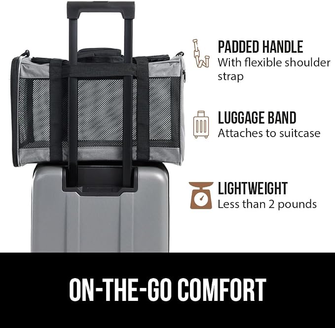 GORILLA GRIP Cat Carrier Travel Bag Up to 15 Lbs, Soft Collapsible Small Dog Carriers, Top and Side Entry Breathable Mesh, Grip Feet on Underside, Cozy Washable Waterproof Pad, Portable Kennel, Gray - Image 7