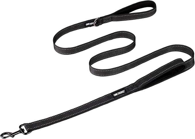 OneTigris No-Pull Dog Leash with Handle for Medium Large Dogs (Black, 6FT) | Durable lead built for training & daily walks. Ideal drag line for strong pullers and large breeds like bully dogs. by OneTigris