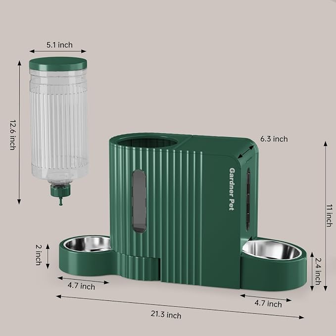Gardner Pet Automatic Gravity Cat Food Feeder and Water Dispenser Stainless Steel Two-in-One Set Large Capacity Dispenser for Pets Dogs, Puppies, Kittens-(0.8 Gallons x 2) - Image 8