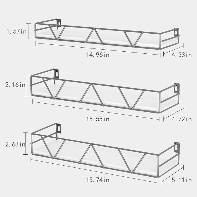 Floating Shelves Set of 3, Wood Wall Shelf, Farmhouse Shelf for Bedroom | Wall Mounted Floating Shelf for Living Room, Bedroom, Bathroom, Kitchen, Office - Image 3