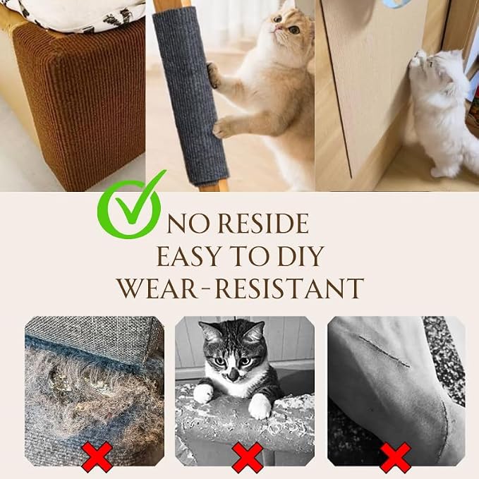 78.7"x15.8" Cat Scratching Carpet Mat Furniture Protector, Covering DIY Cat Tower,and Replacement Pads, Self-Adhesive Trimmable Mat Brown - Image 6