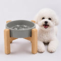 Elevated Ceramic Slow Feeder Dog Bowls Anti-Choking Slow Feeding for Small&Medium Size Anti-Slip Non-Lead & Toxic Durable Easy to Clean Maze Slow Feeder Bowl（8.26in Gray Stars Pattern） by addggo