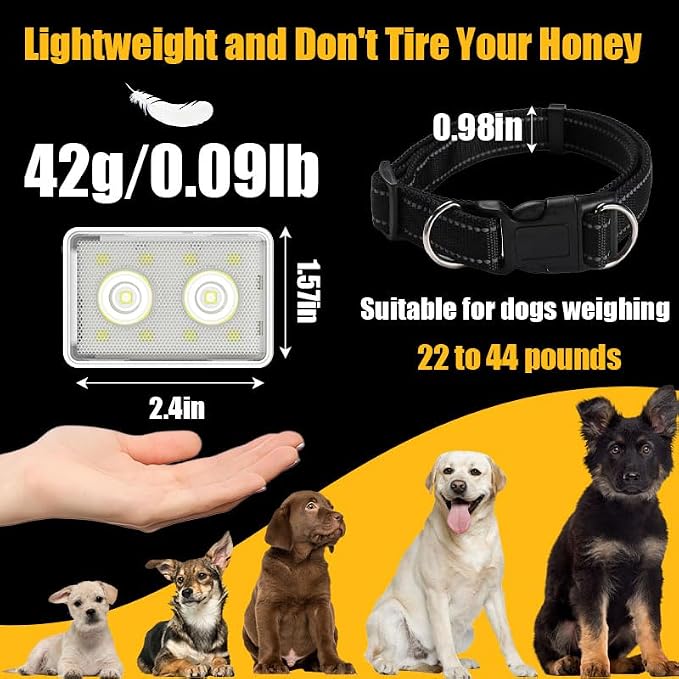 Rechargeable Dog Collar Lights, SUPPENGUIN 3+4 Modes Dog Lights Clip on for Night Walking, Night time, Portable, IP44 Waterproof (White, 2 Pack) - Image 3