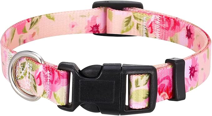 Mihqy Dog Collar for Large Dogs, Fashion Design, Pink Rose,L | Neck Fit 14.9"-24.8", Multiple Patterns，4 Sizes for Small Medium Large Dogs, Comfortable for Walks and Outdoor Hikes - Image 2