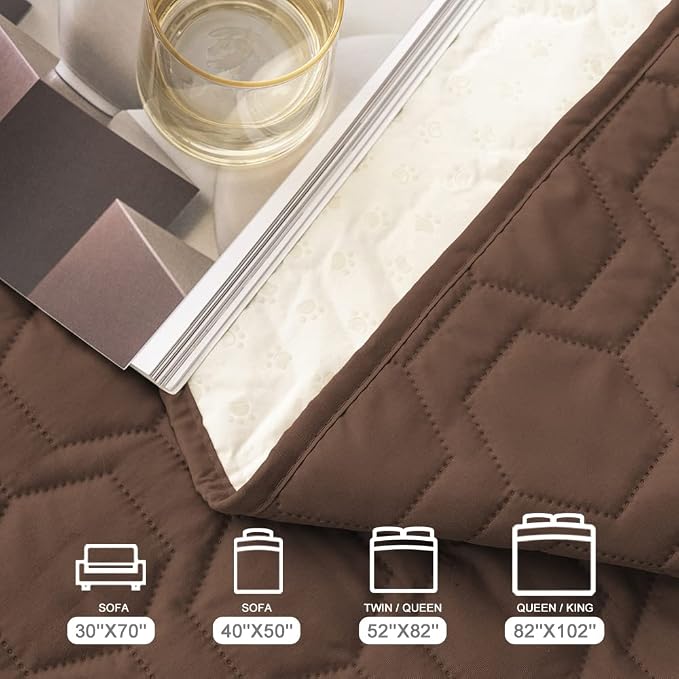 Tcksstex Waterproof and Anti-Slip Dog Bed Cover and Pet Blanket Sofa Pet Bed Mat ，car Incontinence Mattress Protectors Furniture Couch Cover for Most Cats Dogs, Pets（82x102-Chocolate） - Image 6